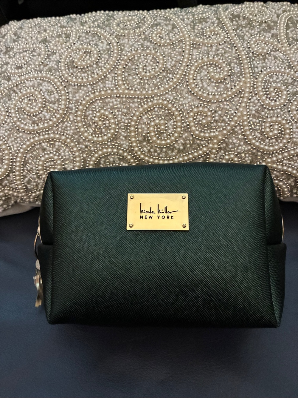 Nicole Miller New York Textured Cosmetic Case with Gold Accents